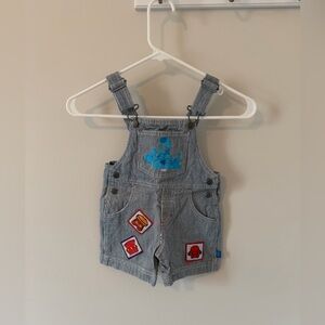 Blues Clues 1999 Viacom Shortalls Striped Size 2T Toddler Vintage Overalls
